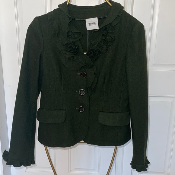 Moschino Hunter green wool ruffle jacket - Picture 1 of 10